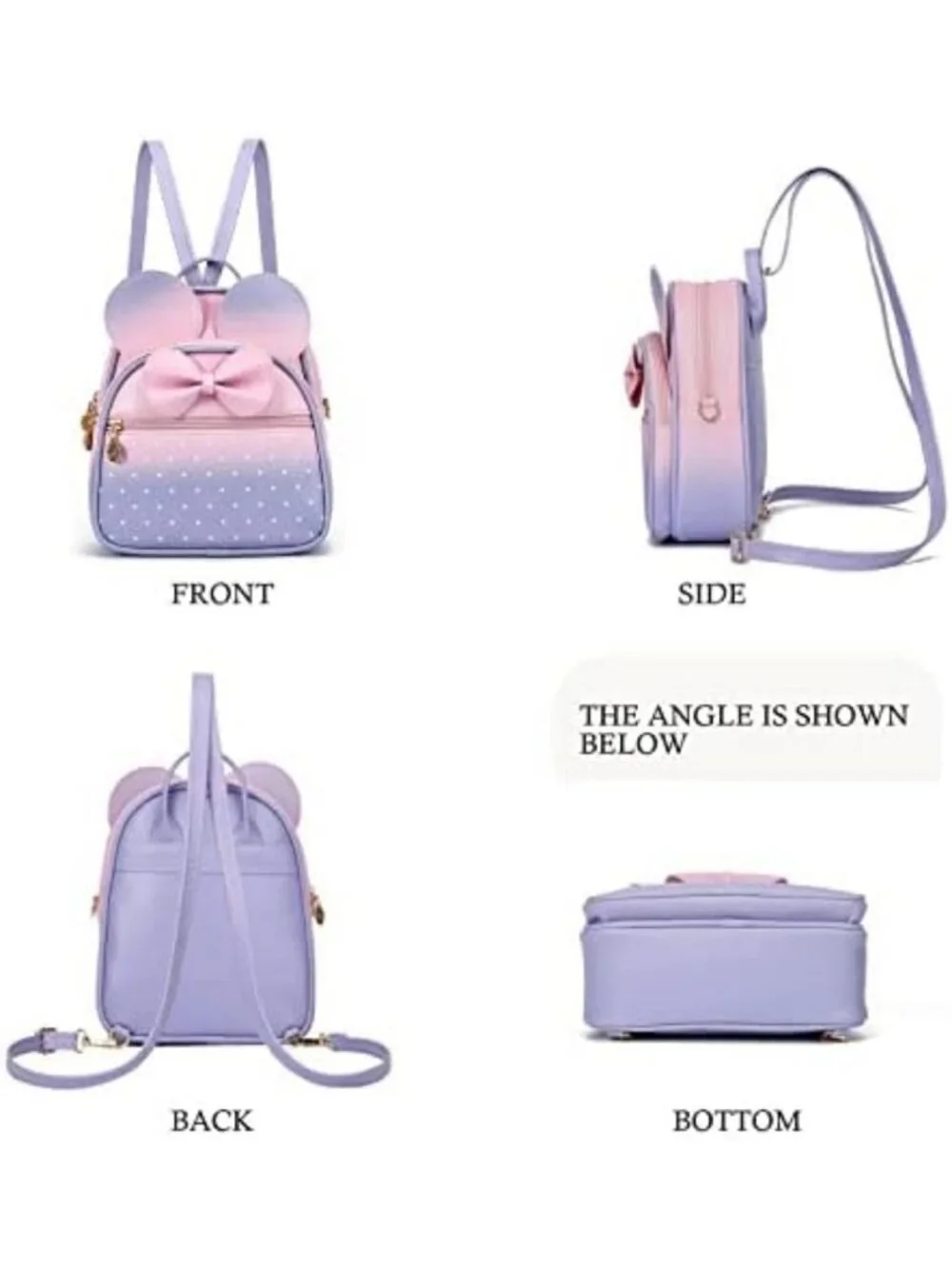 Cute Mini Backpack with Bowknot, Polka Dot Design, Small Convertible Daypack